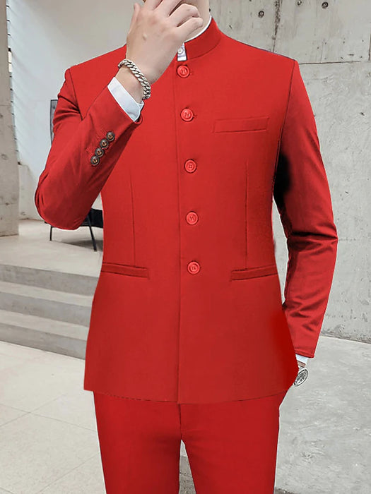 Men's Wedding Suits 2 Piece Solid Colored Standard Fit Single Breasted Two-buttons 2023