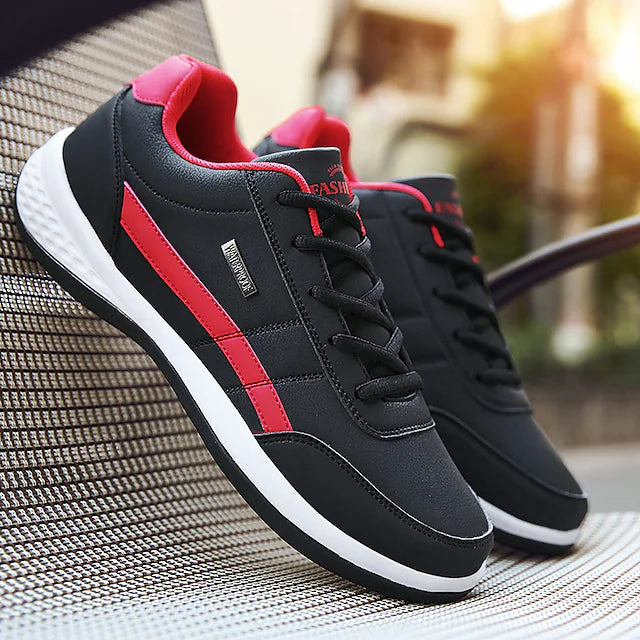 Men's Sneakers Comfort Shoes Daily Outdoor Walking Shoes PU Black / Red White Dark Blue Fall