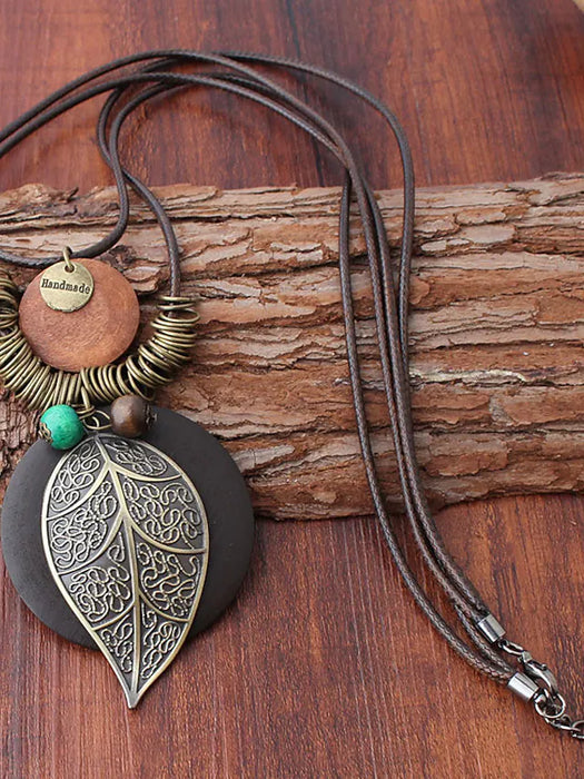 Women's necklace Ethnic Style Street Leaf Pendant Necklaces & Vintage