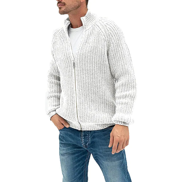 Men's Sweater Cardigan Zip Sweater Sweater Jacket Knit Knitted Stand Collar