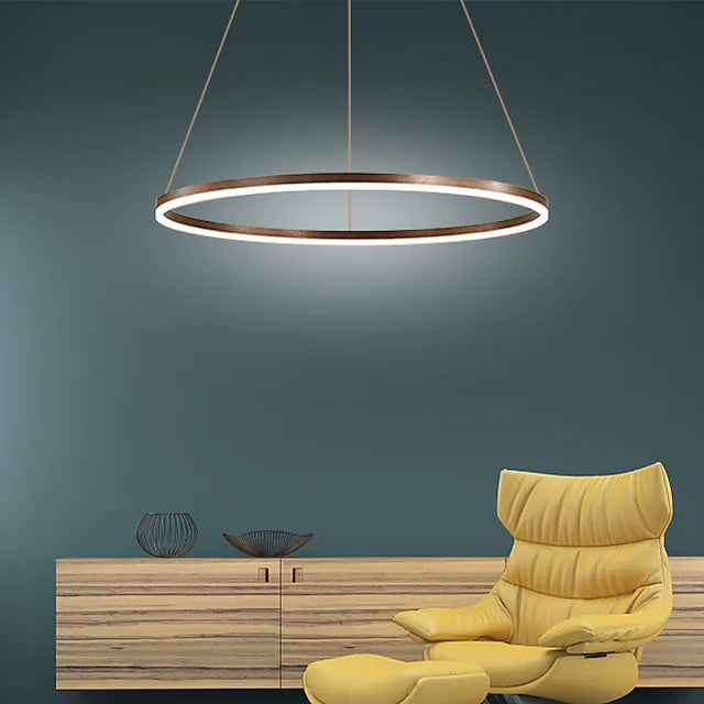 LED Pendant Light 40/60/80cm 1-Light Ring Circle Design Dimmable Aluminum