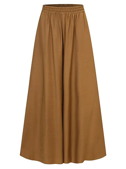 Women's Plus Size Curve Wide Leg Chinos Pleated Solid Color Casual Chino