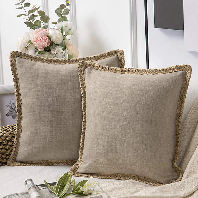 Nordic pillow cover wind twine wrap edge pressure flax edge pillow case sofa cushion