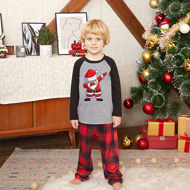 Family Look Christmas Pajamas Plaid Santa Claus Daily Patchwork