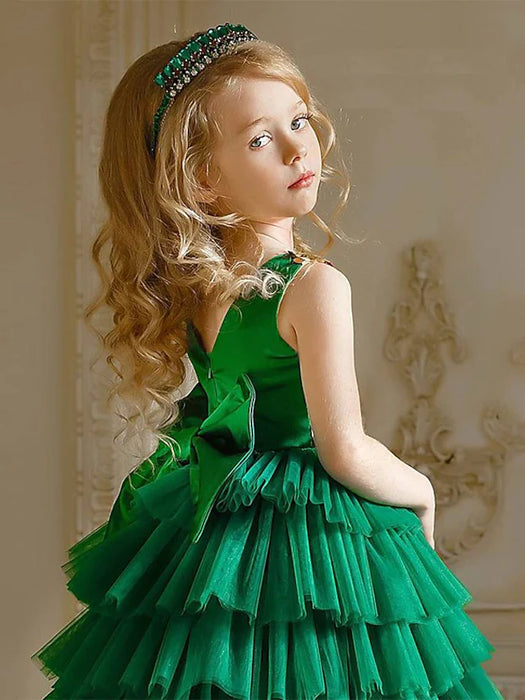 Floor Length Princess Flower Girl Dress Party Jewel Neck Sleeveless