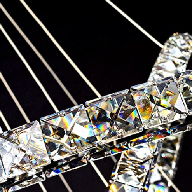 2 Rings 40 cm Crystal LED Chandelier Circle Pendant Light Metal Electroplated 110-120V 220-240V