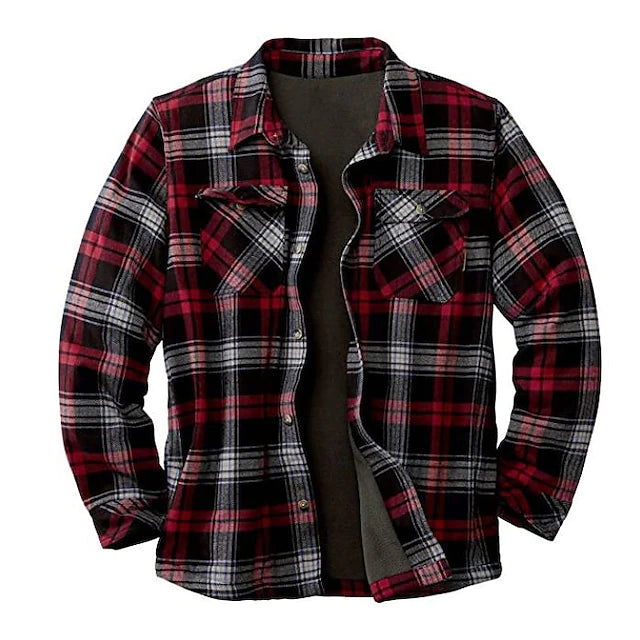 Men's Wine Red Royal Blue Plaid / Check Winter Casual Clothing Apparel