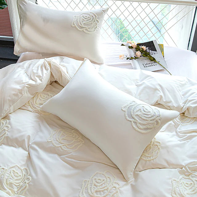 3 Pieces Duvet Cover Set Hotel Bedding Sets Comforter Cover Rose Jacquard