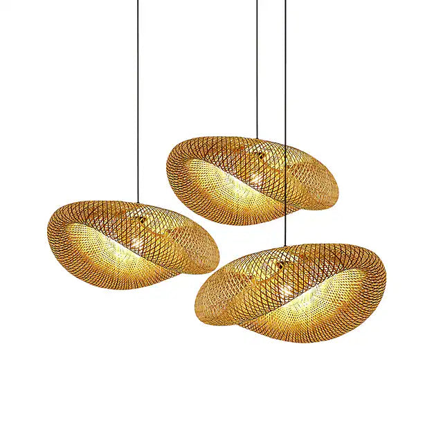 LED Pendnat Light Bamboo Lantern Design Chandelier Retro 40cm