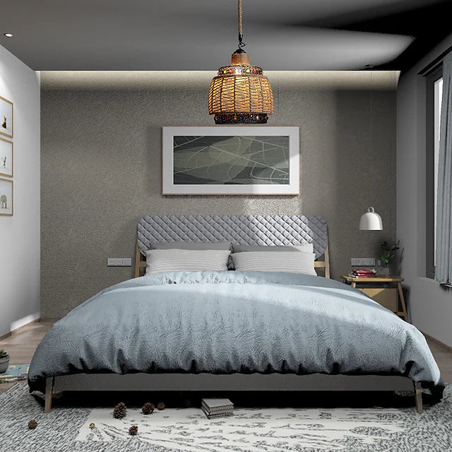 Rattan Woven Pendant Lamp 37cm Natural Simple Hand Weaved Pendant