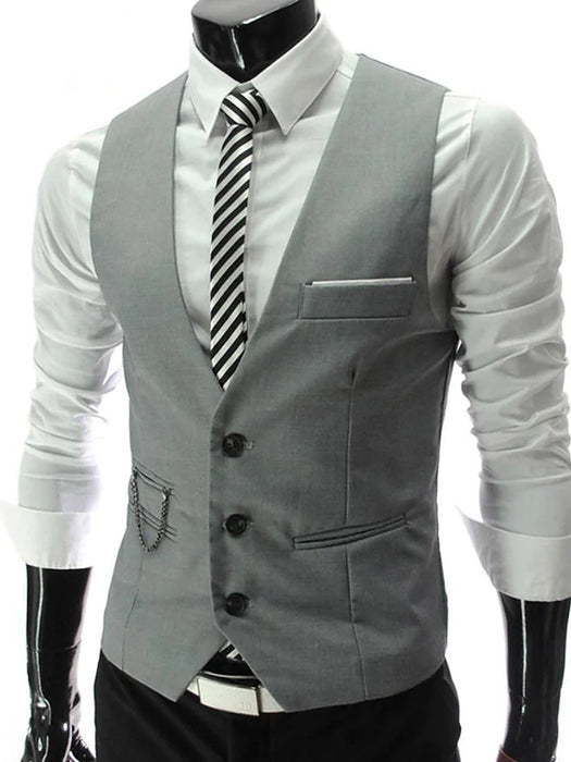 Men's Suit Vest Gilet Formal Wedding Work V Neck Fashion 1920s
