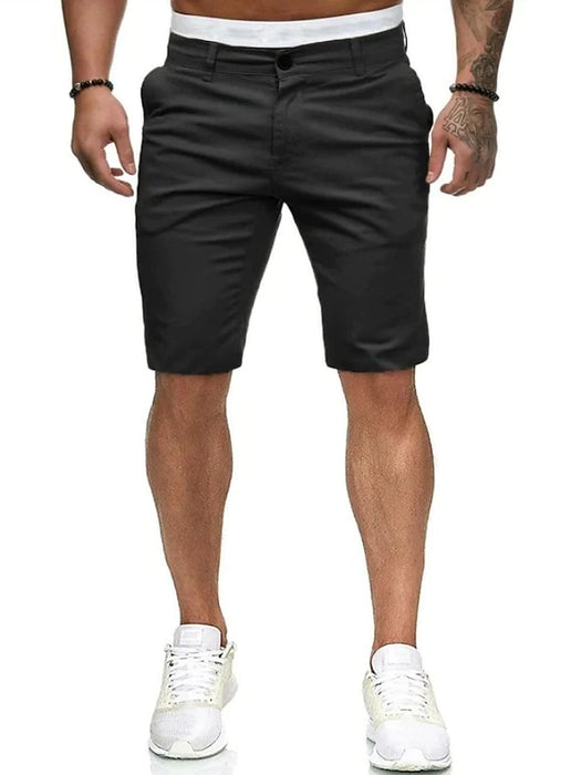 Men's Classic Style Chino Shorts Zipper Pocket Knee Length Pants