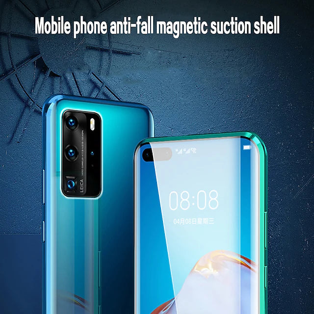 Double sided Glass Magnetic Case for Huawei P50 Pro P40 P30 Lite