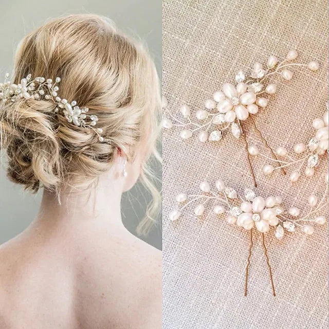 korean bride hairpin wedding jewelry pearl crystal beaded hairpin u-shaped clip