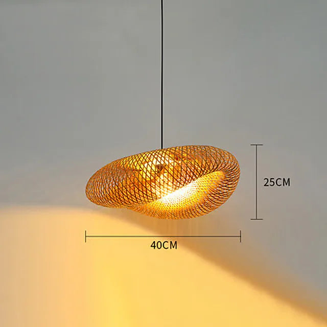 LED Pendnat Light Bamboo Lantern Design Chandelier Retro 40cm