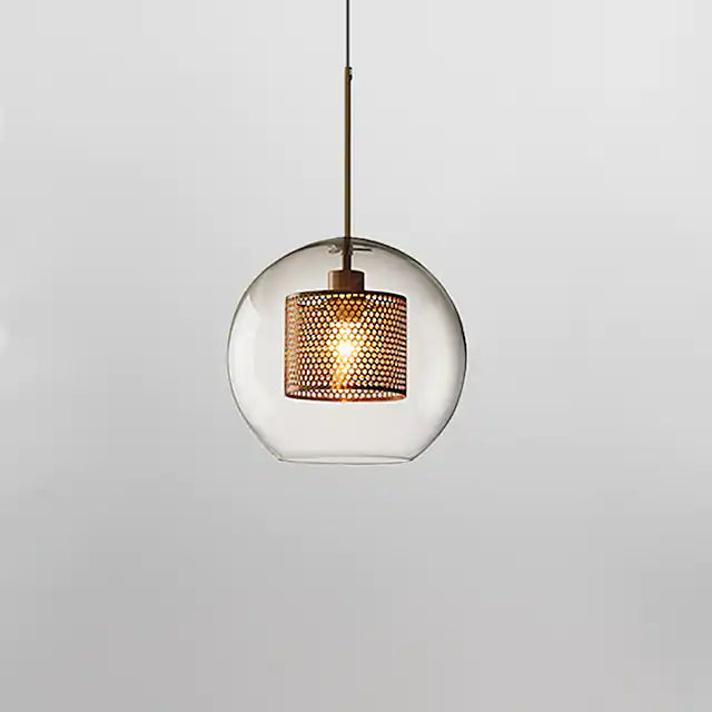 1-Light 20 cm LED Pendant Light Single Design Glass Lantern Electroplated