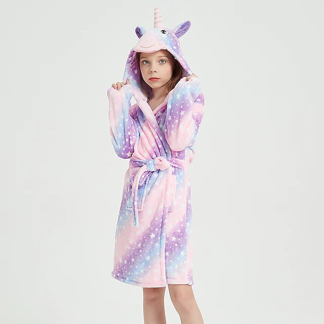 Kid's Kigurumi Pajamas Bathrobe Unicorn Flying Horse Solid Color Onesie Pajamas