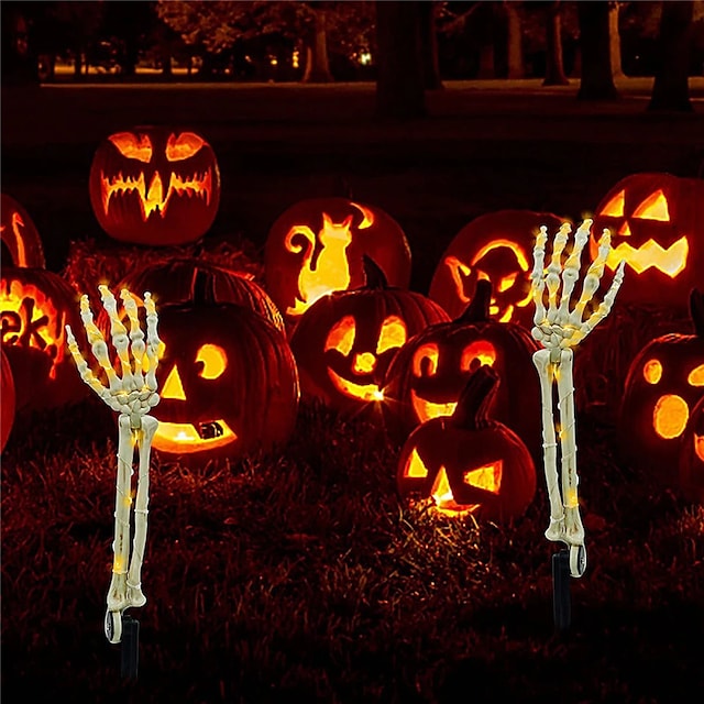 2 Pack Halloween Decorations Outdoor Solar Skeleton Arms Stake Light Hand