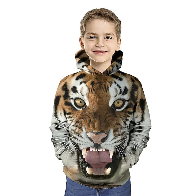 Kids Toddler Boys' Hoodie & Sweatshirt Long Sleeve Tiger Print Color