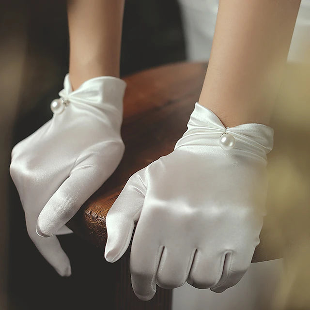 atin Wrist Length Glove Classical / Elegant / Formal With Faux Pearl / Crystals / Rhinestones Wedding