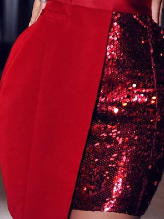 Women‘s Party Sheath Christmas Short Mini Dress Red Long Sleeve