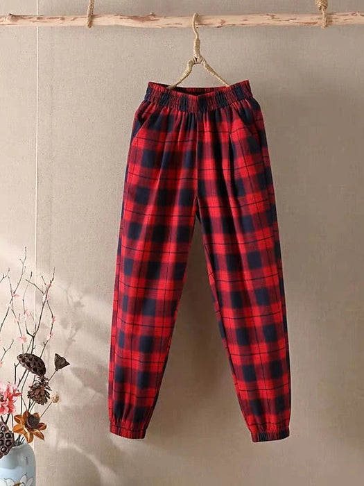 Women's Plus Size Curve Chinos Bloomers Print Plaid Streetwear Chino