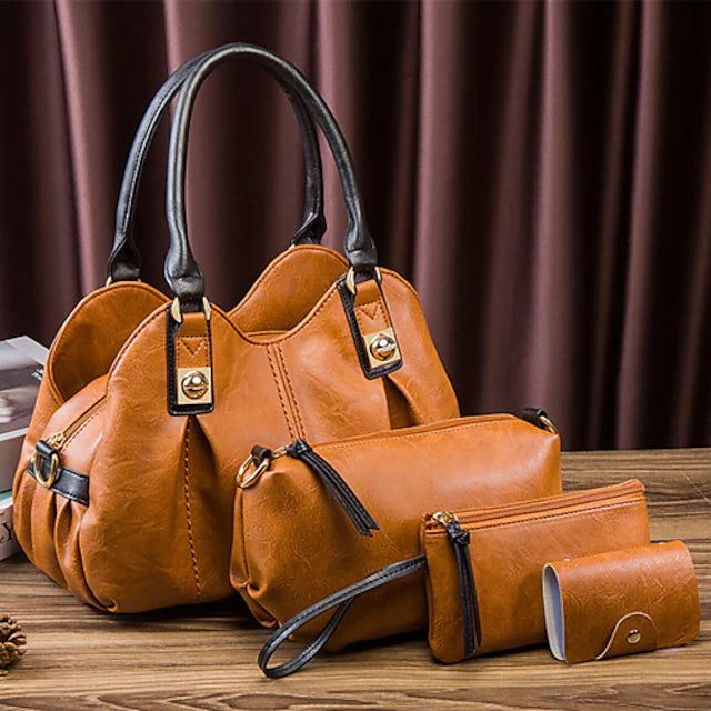 Women's Bag Sets 2022 Handbags Bag Set PU Leather 4 Pieces Purse Set