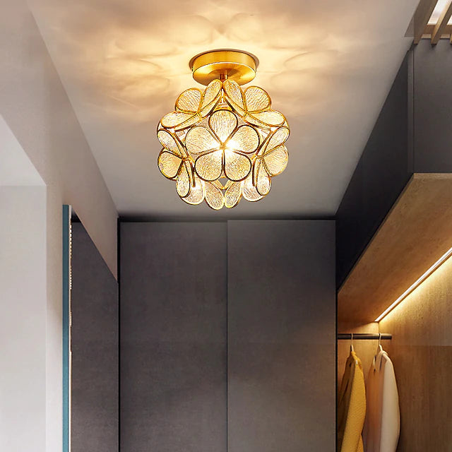 20 cm Ceiling Light LED Flower Design Pendant Lantern Design Glass Brass Modern 220-240V